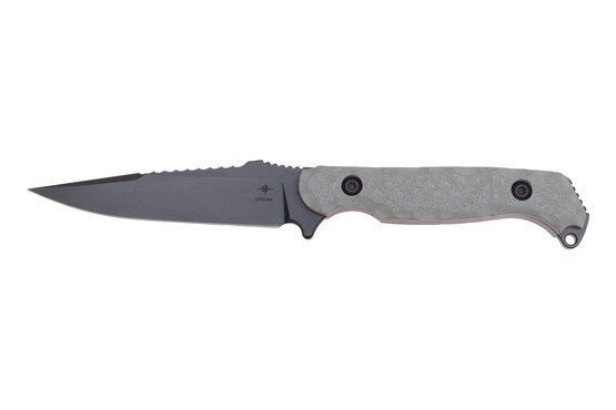 Disruptive Grey fixed blade knife with G10 grip scales.